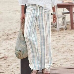 Sundance 100% Cotton Gigi Striped Textured Pants Women’s Small Blue White